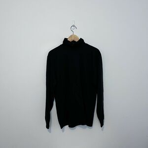 1990s LL Bean USA Turtleneck Sweatshirt Sweater Pullover Black Vintage VTG Sz M